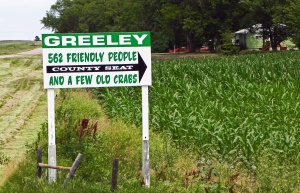 Road sign in Greeley, Nebraska