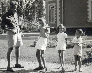 1948. Summer escape at Gach Sar, in Iran's
Alborz Mountains. Dad taught us to make a
bow & arrow from poplar tree branches