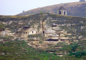 Moldova's Orheiul Vechi cave monastery
carved into a limestone cliff by 13th
century Orthodox monks